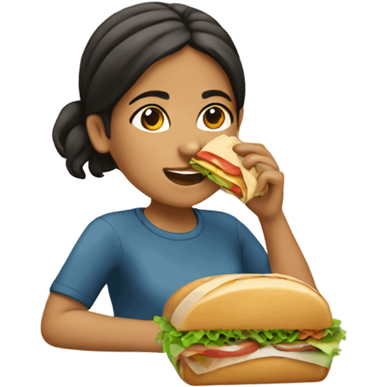 Hispanic girl eating and sandwich  emoji