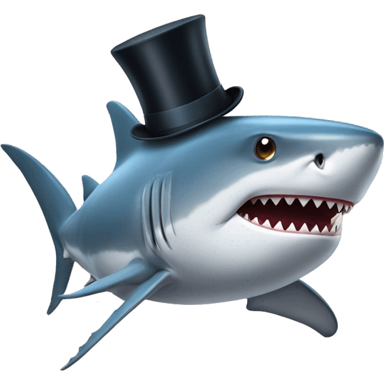 Shark with a top hat emoji