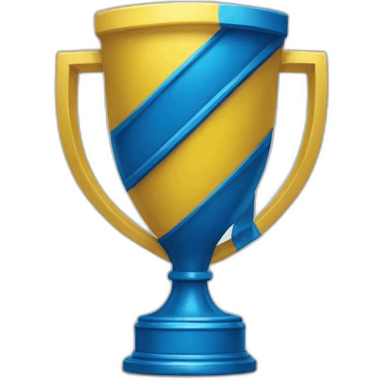 trophy painted blue and yellow emoji