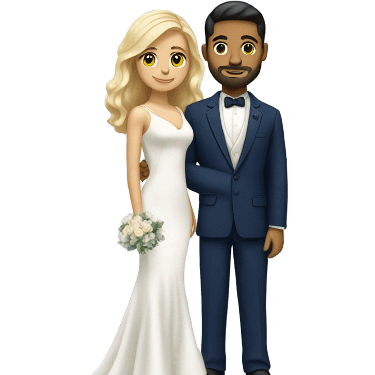 Puerto rican beard short hair with navy blue suit marrying  with blond long hair girl emoji