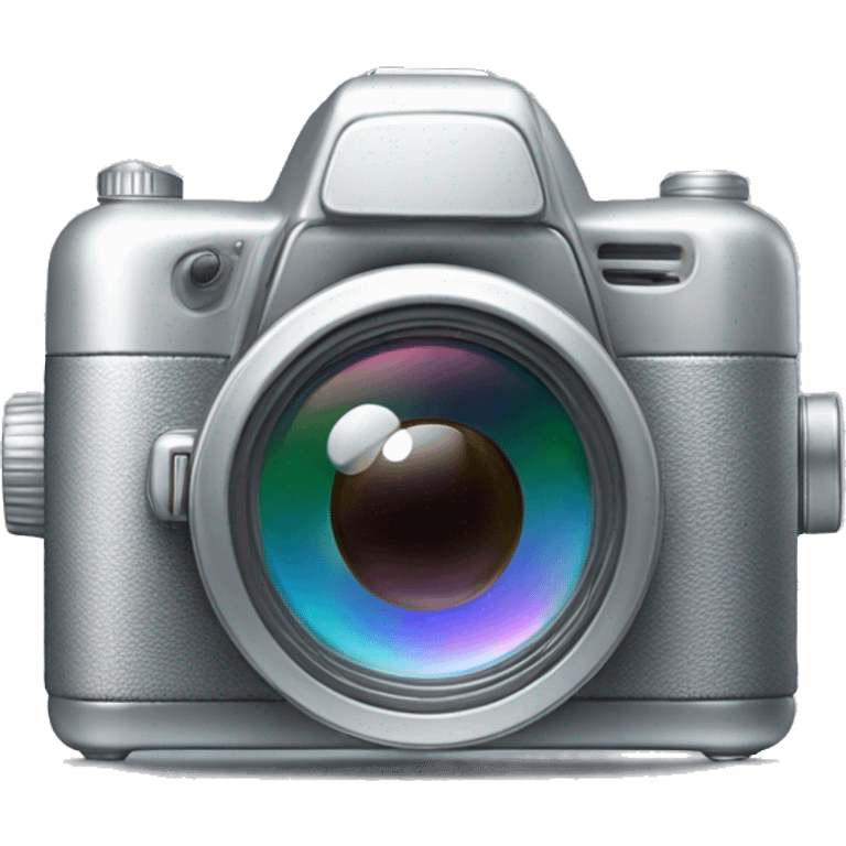 Realistic isolated gradient silver holographic cannon camera emoji