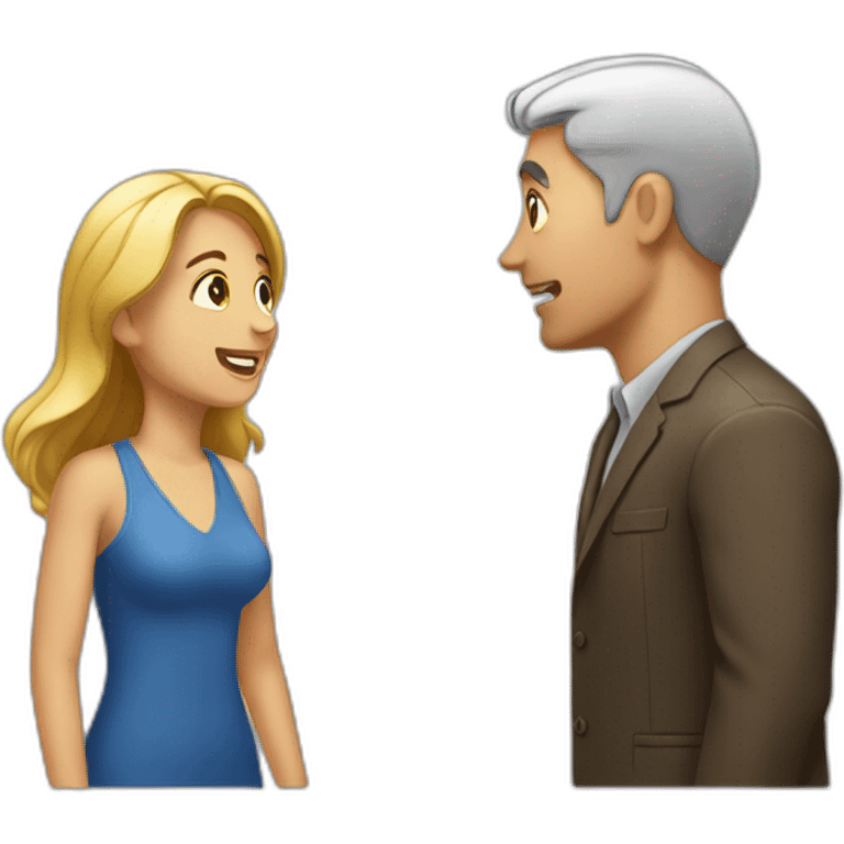 man talking with woman emoji