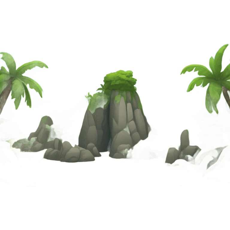 A beach with rocks and jungle  emoji