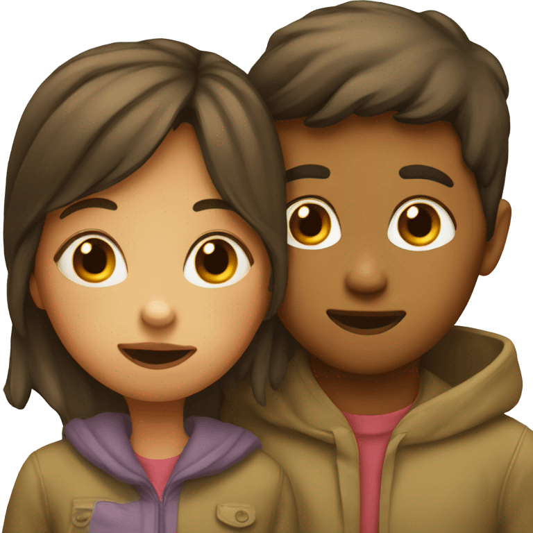 a girl with a boy kissing her cheek emoji