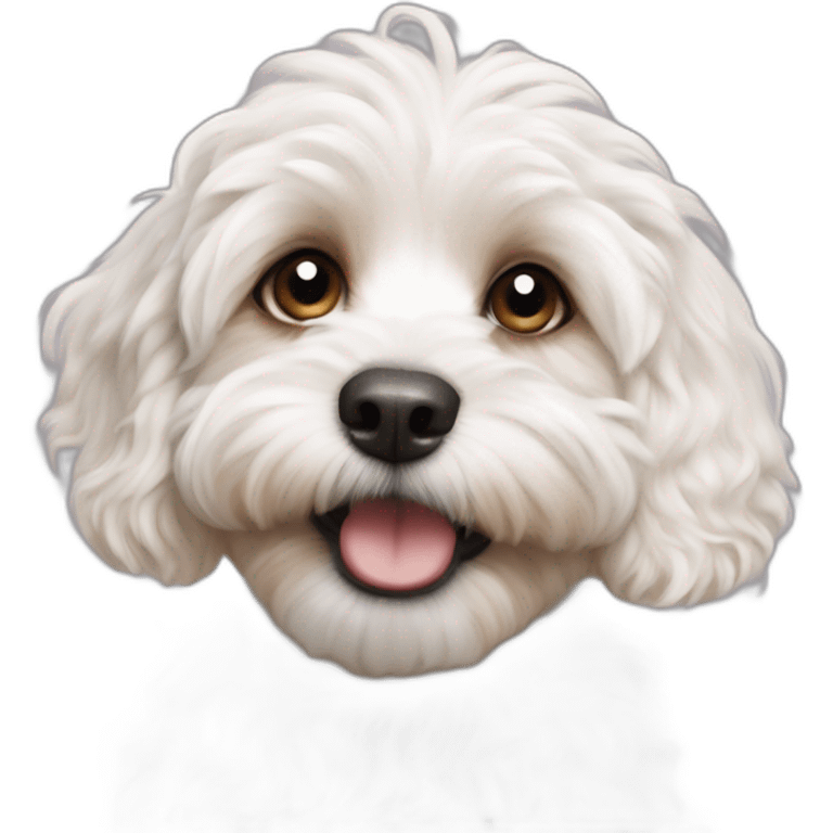 White cavapoo blowing a kiss emoji