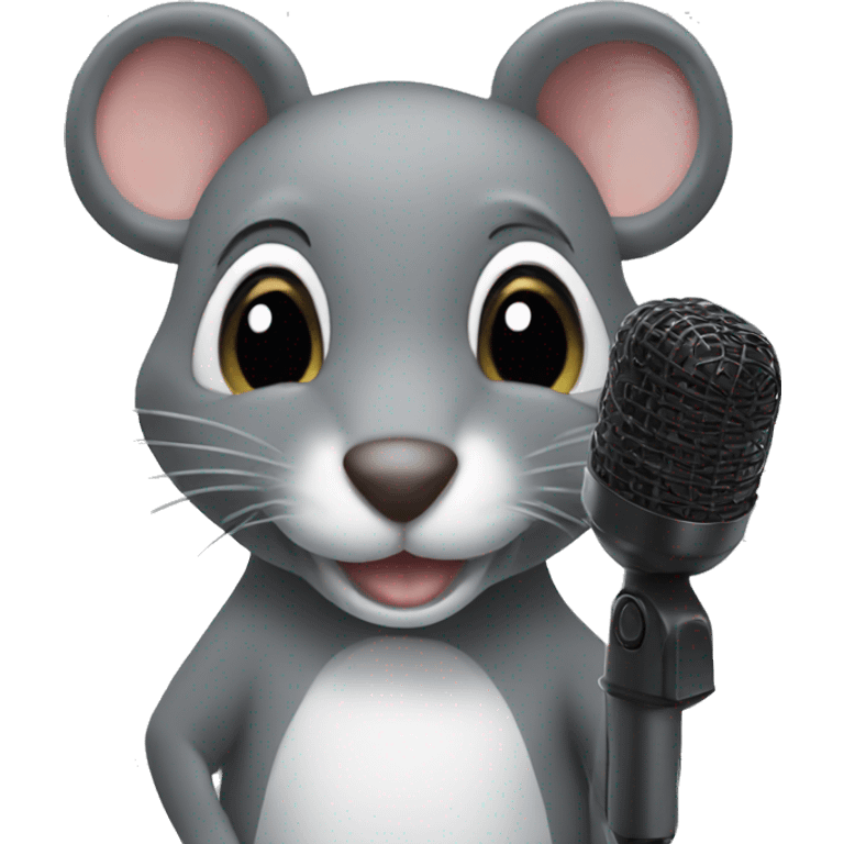 grayRat with huge microphone emoji