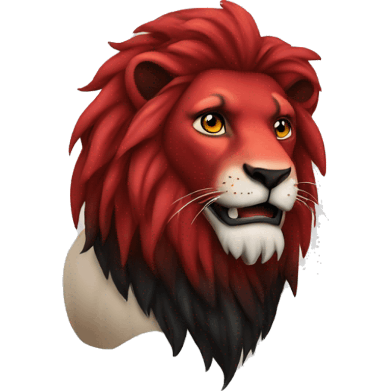 Red and black lion emoji