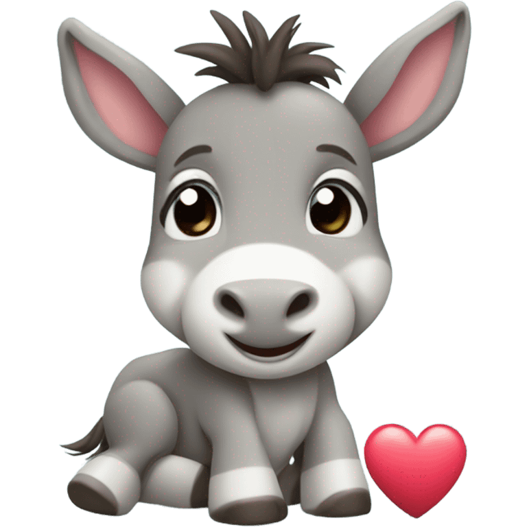 Small cute baby donkey with hearts, toy emoji