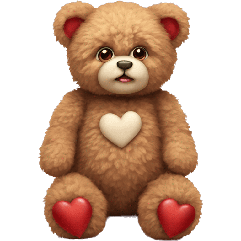 realistic fluffy Valentine's teddy  emoji