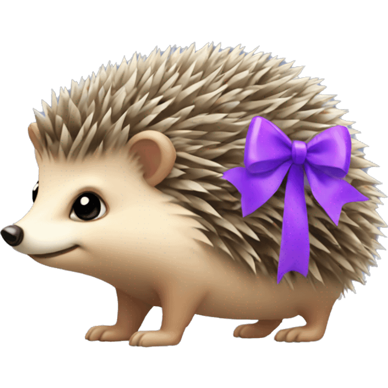 Hedgehog with purple bow emoji