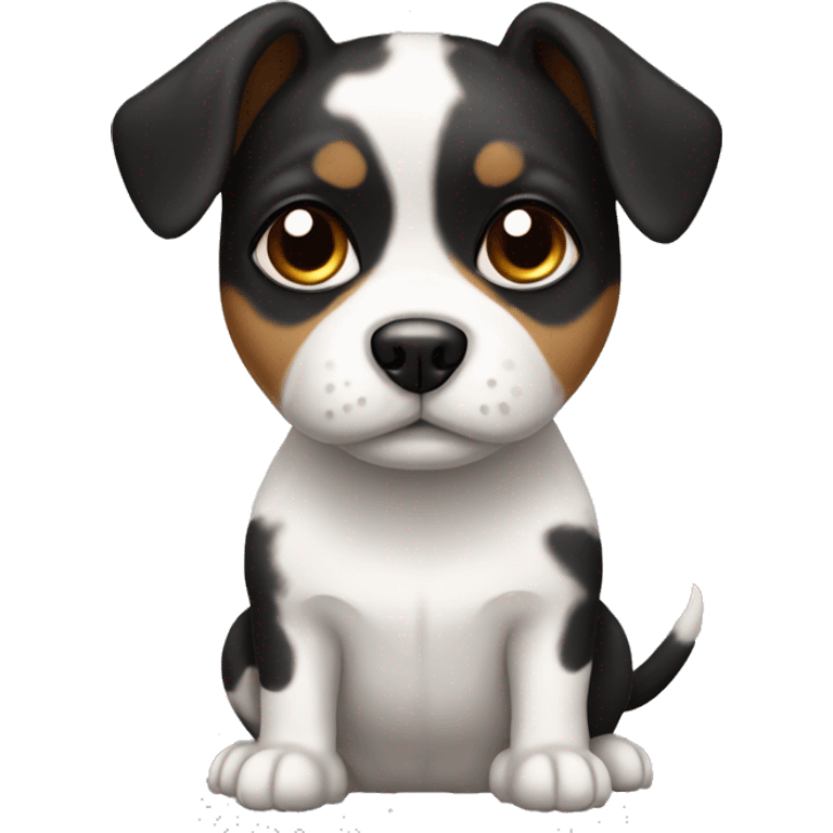 Small dog with white and blacky brown patches  emoji