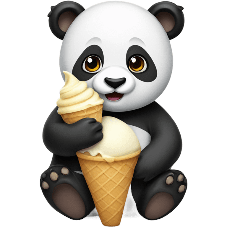 Panda eating ice cream emoji