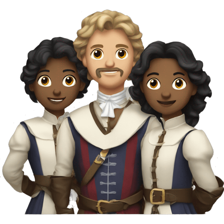 Three musketeers 2  women 1 male emoji