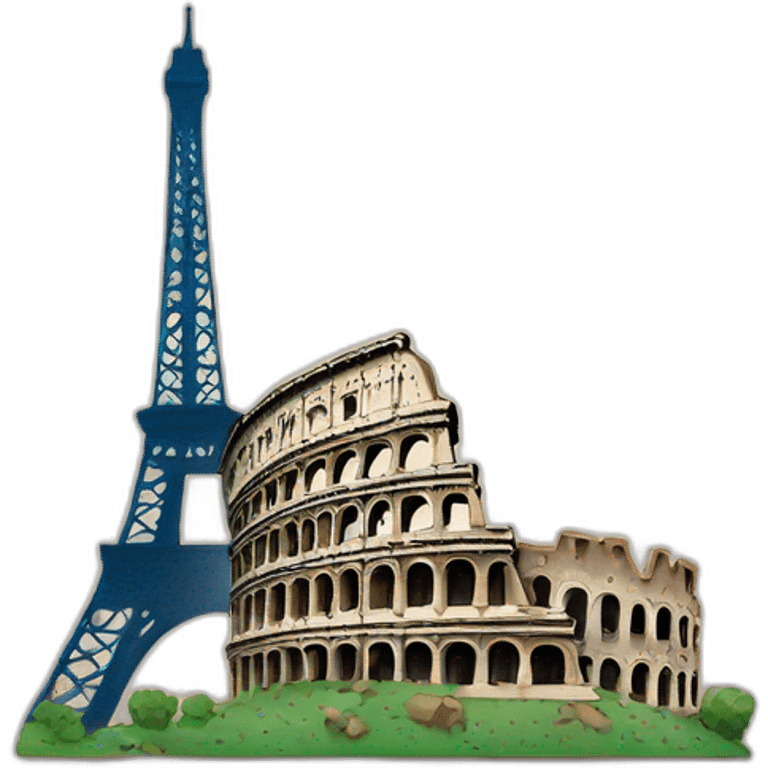 Roman Colosseum in Rome and the Eiffel Tower in Paris emoji