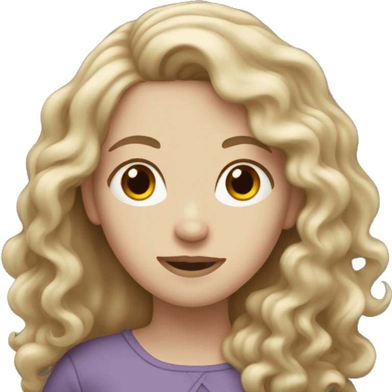 Woman with pale skin and long curly brown hair  emoji