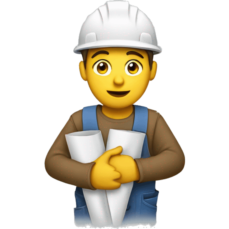 white construction worker holding rolled up plans emoji