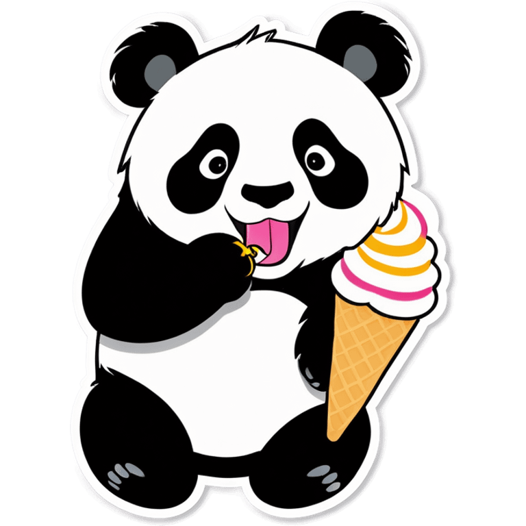 Panda eating ice cream emoji