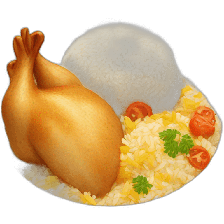 chicken and rice in a plate emoji