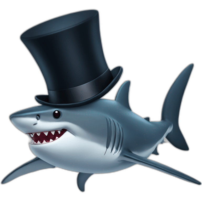 Shark with a top hat emoji