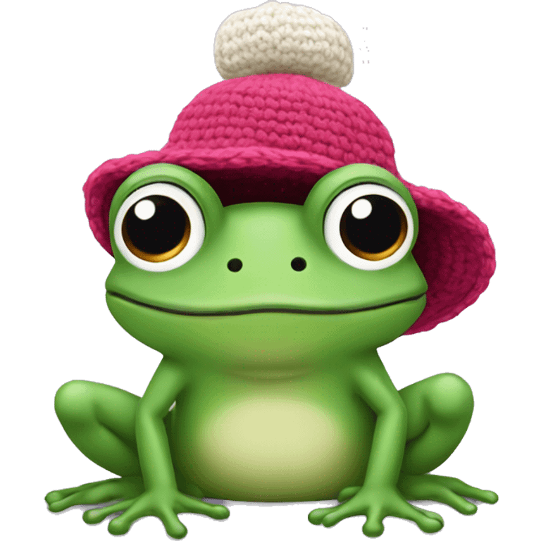 frog with crochet cap emoji