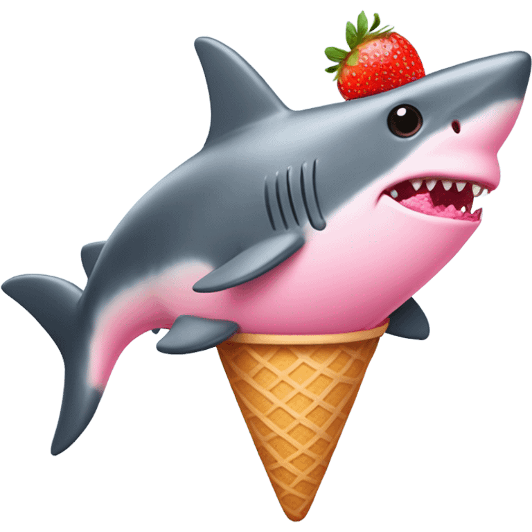 Pink Shark with a strawberry ice cream emoji