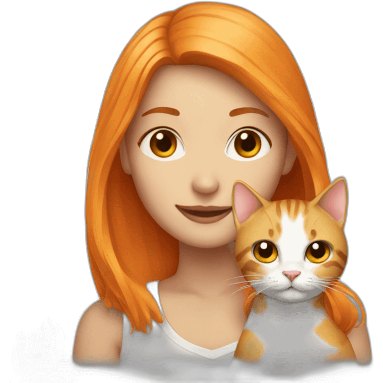 Girl blonde with Orange hair hold a cat emoji