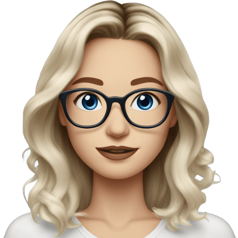 Shoulder length Balayage pale model lady with glasses and blue eyes  emoji