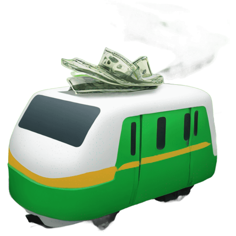 Green train on track with money  emoji