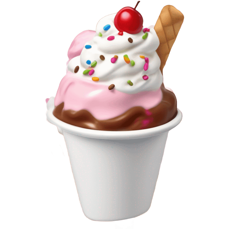 Pink ice cream sundae  emoji