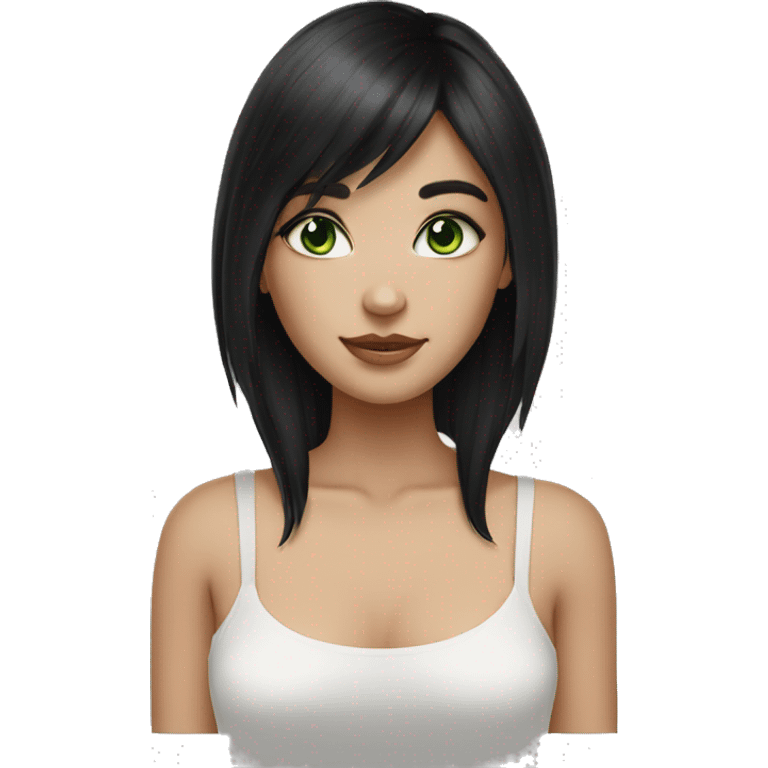 green-eyed black-haired white-skin girl emoji