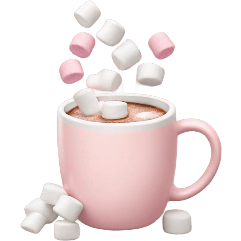 Light Pink mug of hot chocolate with marshmallows  emoji