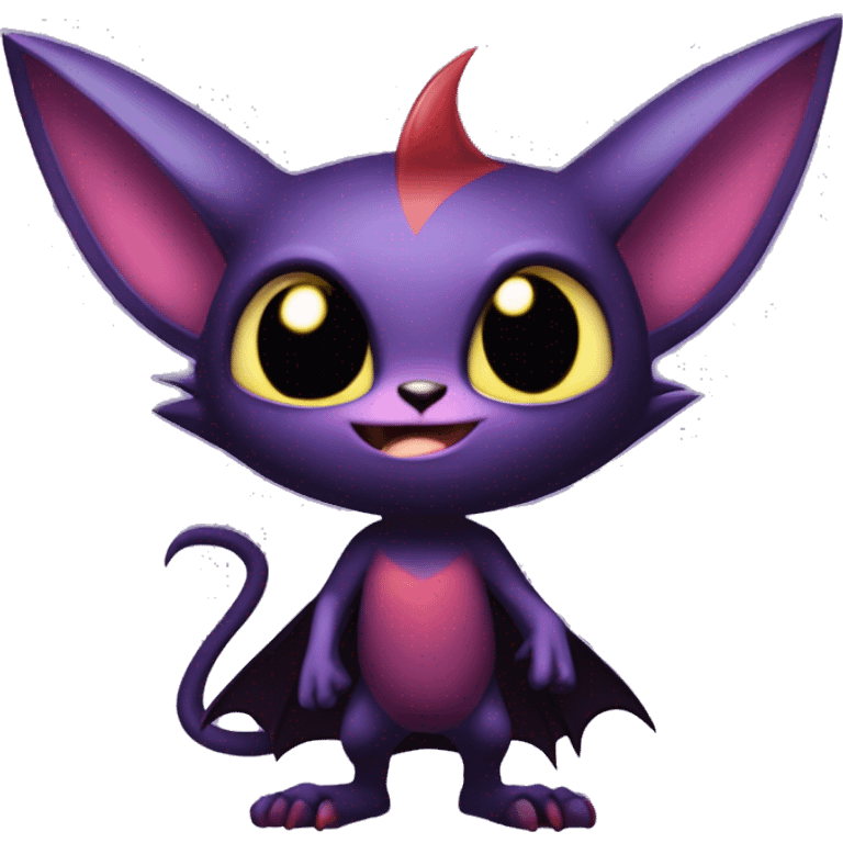  Anthro Kawaii Edgy Cool Vampiric Demonic Beautiful Noibat-Litten with big Bat Ears full body emoji