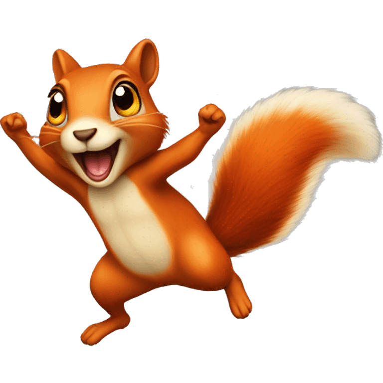 female jumping orange burnt squirrel emoji