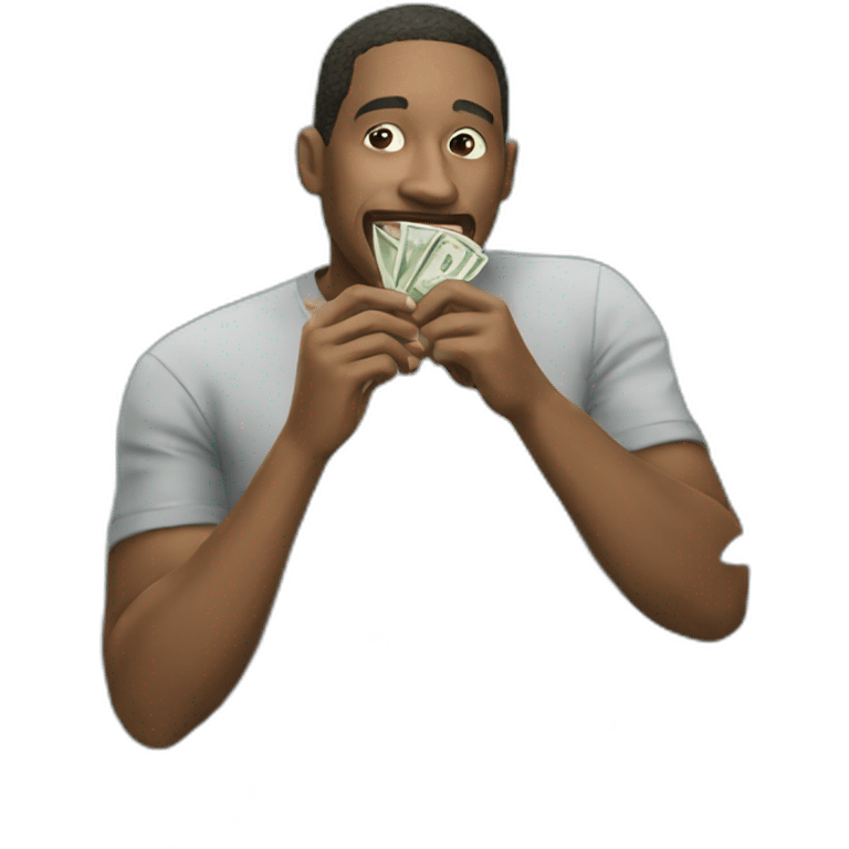 A man eating money emoji