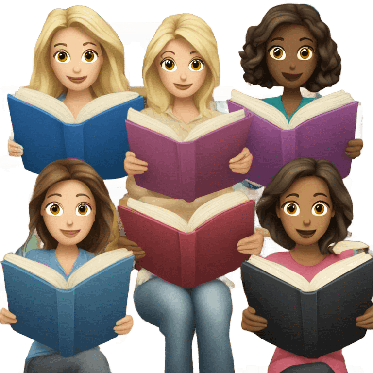 9 Caucasian women reading books books emoji