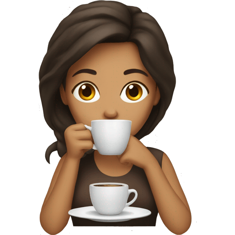 brunette woman drinking coffee emoji