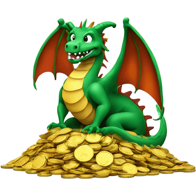 dragon sitting on a pile of coins emoji