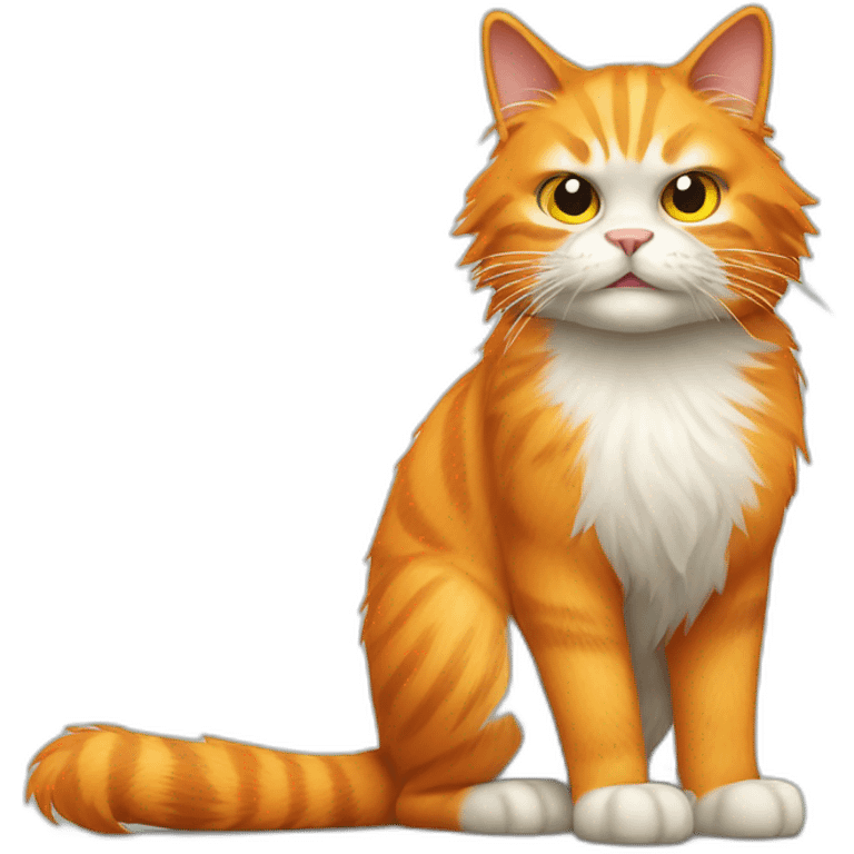 angry orange hairy cat with long tail emoji