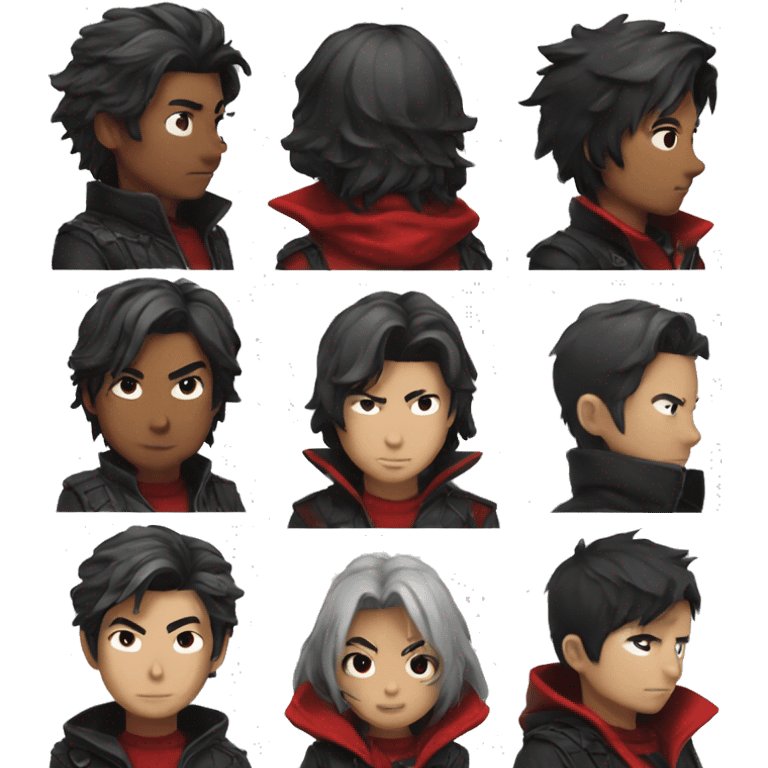 yuji itadori with black and pik hair and redhood emoji