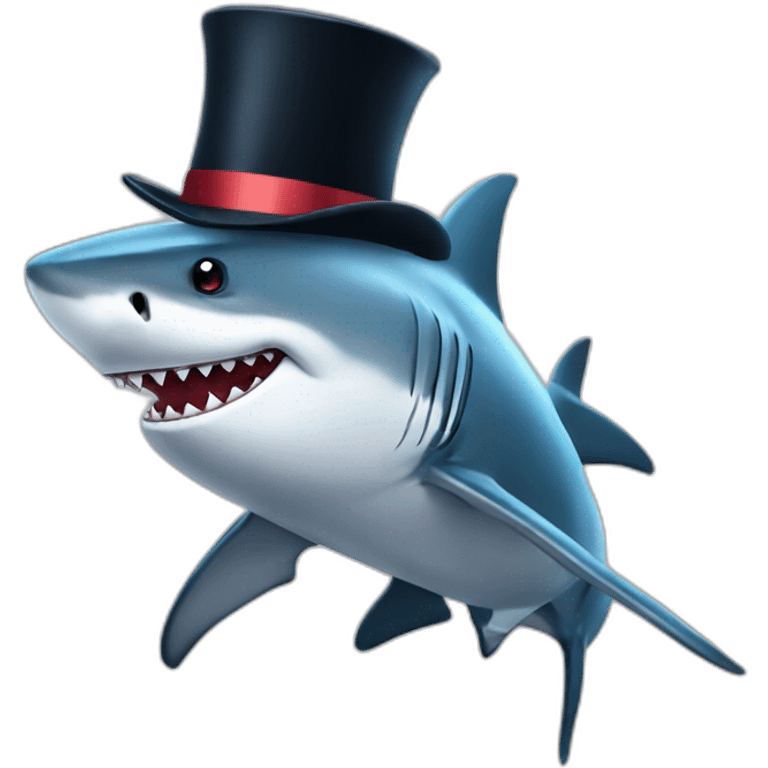 Shark with a top hat emoji