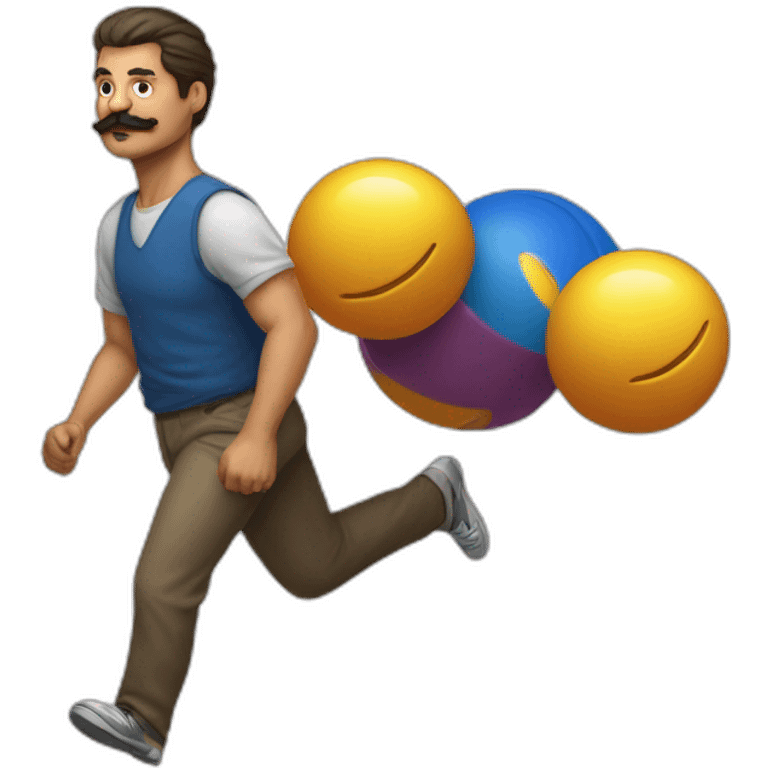  Expressively strenuously carrying heavy balls white Cuban Man with mustache emoji