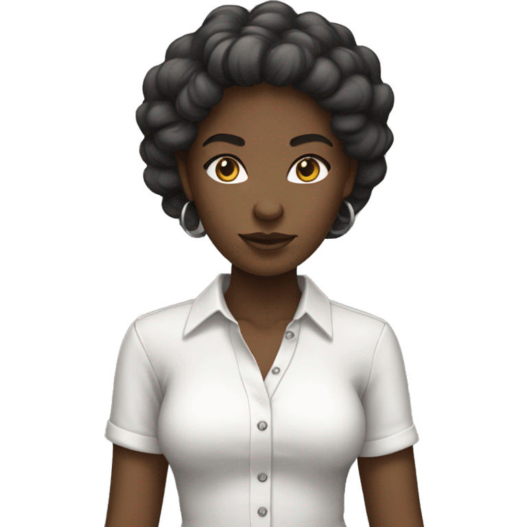 Black girl weaing grey skirt and white shirt emoji