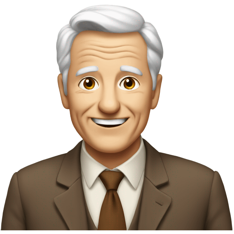 an elderly white smiling man in a brown suit emoji