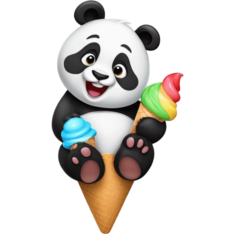 Panda eating ice cream emoji