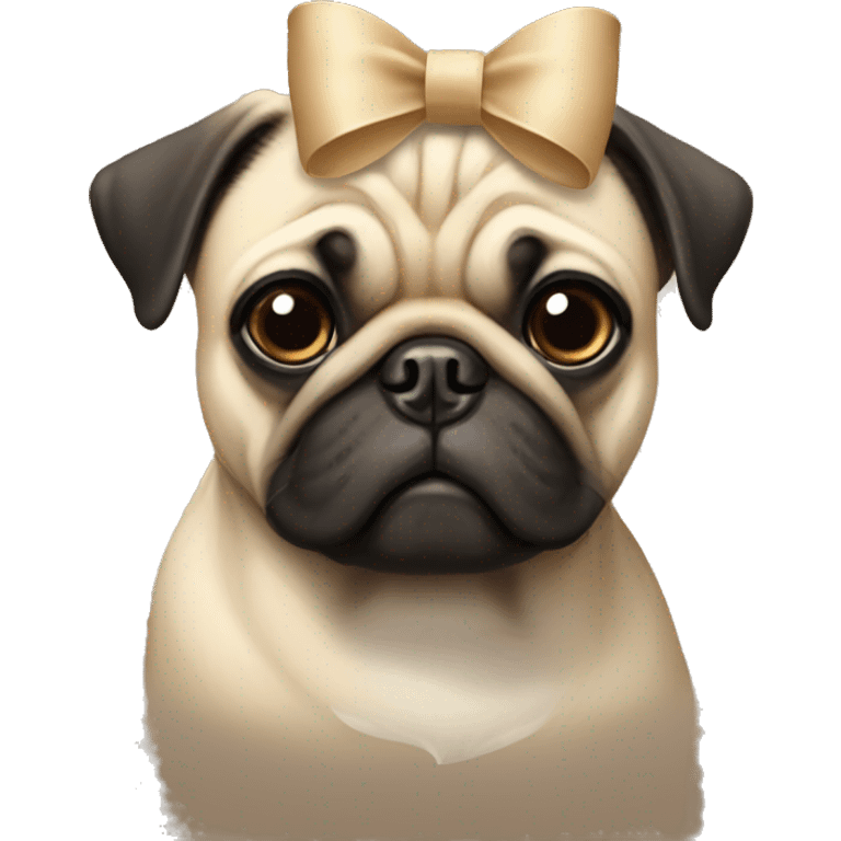 A pug with a beige bow on its head emoji