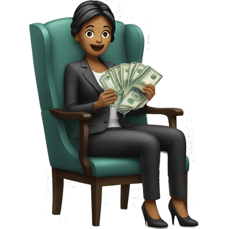 Women with money on a chair emoji