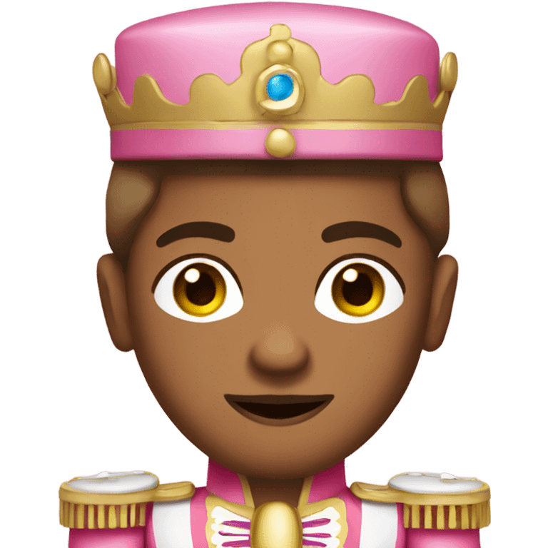 A medium skin tone, toy, nutcracker, wearing pink emoji