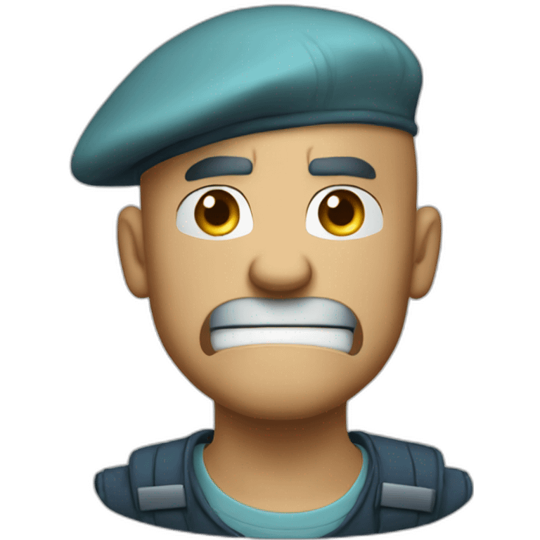 cyan beret bald angry 50 years old no hair furious very angry frown emoji