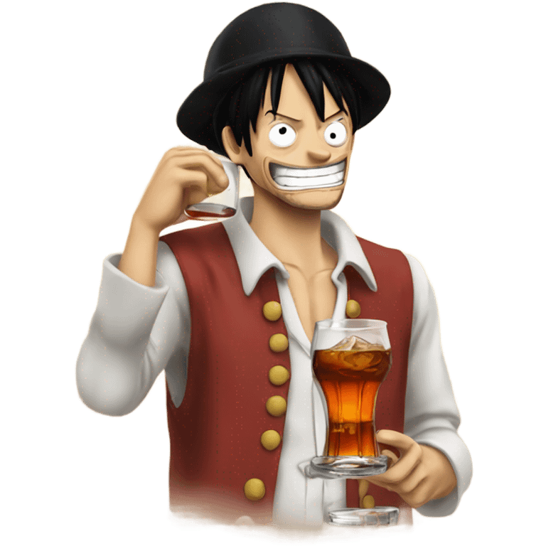 Luffy sipping on some bourbon emoji