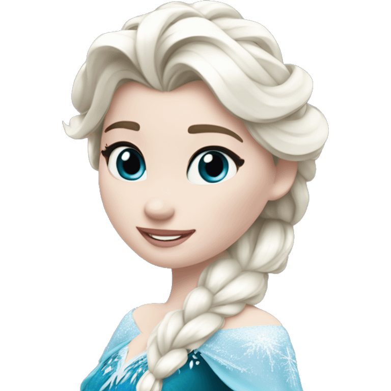 un pato con cuerpo azul, cabeza blanca y trenza con cabello blanco como Elsa de frozen emoji